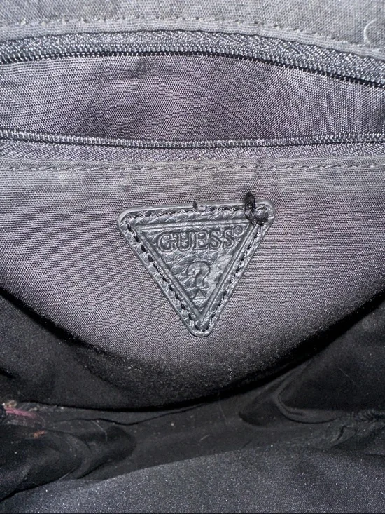 Black faux leather GUESS Backpack with Rainbow Question Mark Graphic - Picture 4 of 10